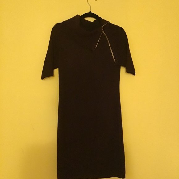 Calvin Klein Short Sleeve Sweater Dress with Zipper Plum Size Medium - Picture 3 of 3
